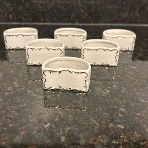 Set of 6 Vintage White Porcelain Napkin Rings